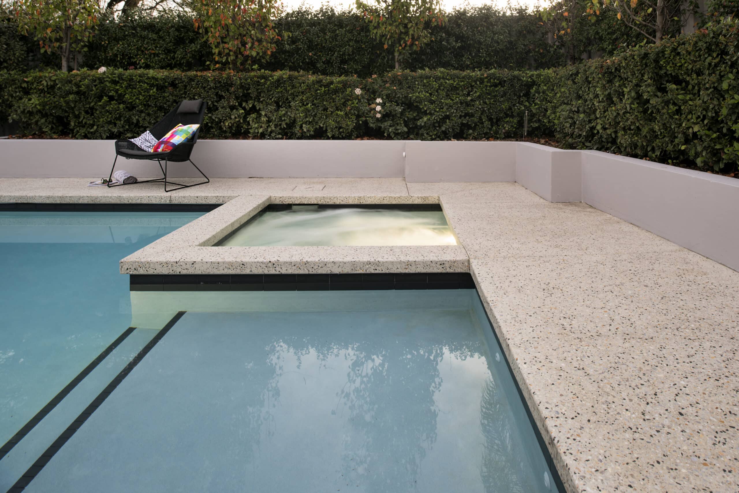 pool edging with seamless edge and stylish black tile
