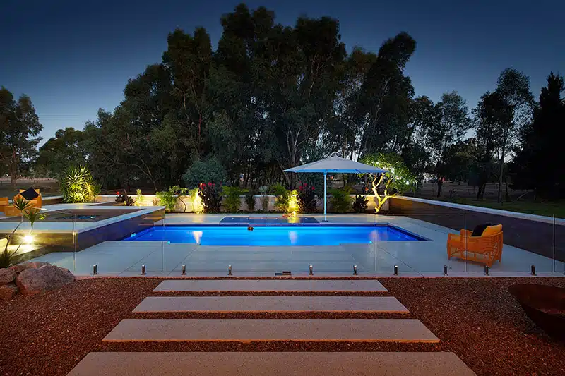 swimming pool at night